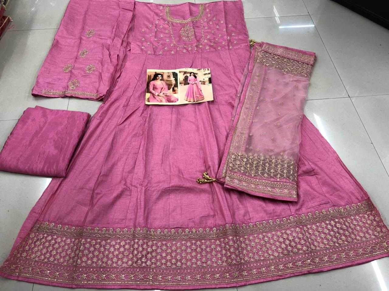 Silk Embroidery Gown With Dupatta - MYLUXURY LANE ENTERPRISE